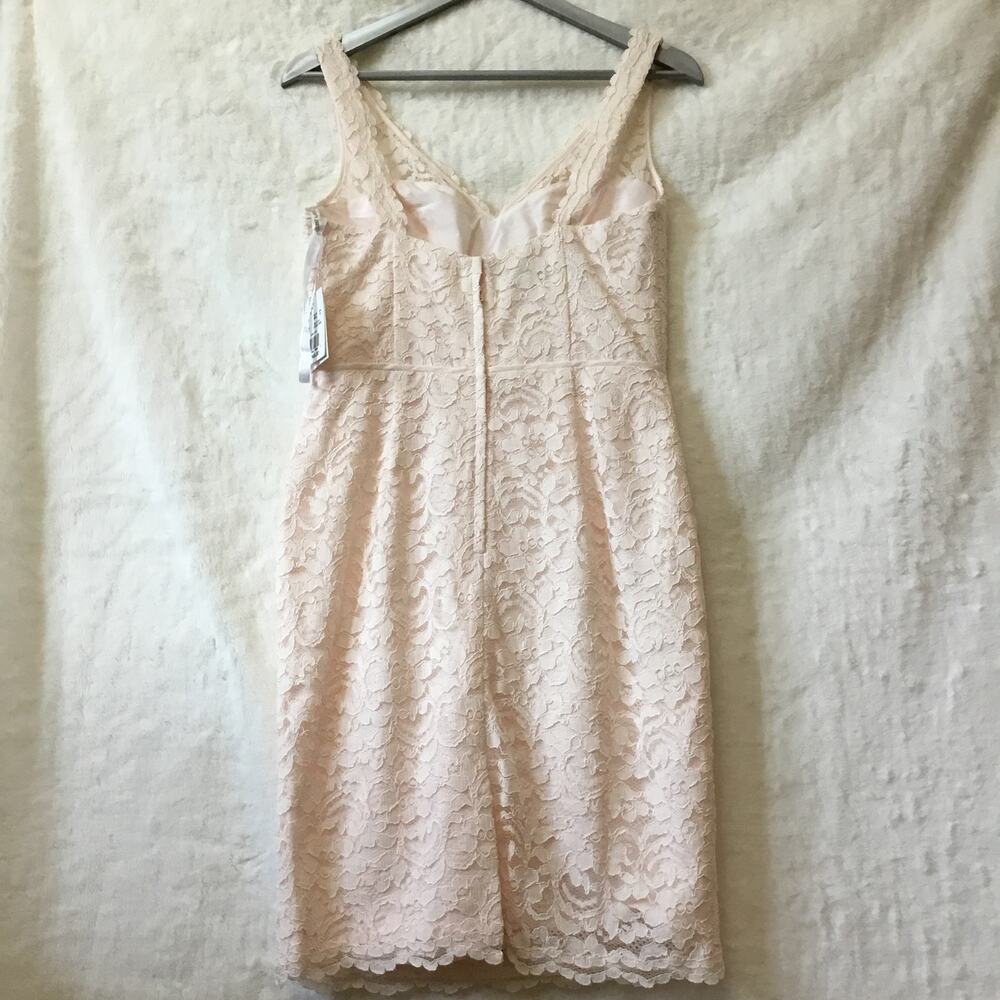 David Bridal Short Tank Lace Dress with V -Neck - Picture 8 of 16